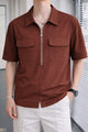 Turbo Long Zip Style Men's Polo T-Shirt In Red Brick