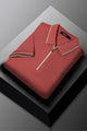 Turbo Studiofit Detailed Zip Collar Men's Polo Shirt In Red Brick
