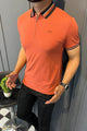 Turbo Contrast Tone Zip Collar Men's Polo Shirt