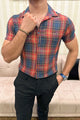 Turbo Classic Pattern Comfort Casual Shirt In Dark Blue