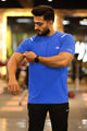 Turbo Sport Shoulder Striped Breathable Dry-Fit Tee In Royal Blue