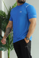 Turbo Sport Shoulder Striped Breathable Dry-Fit Tee In Royal Blue