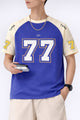 Turbo Numeric '77' Down Shoulder Men's Tee In Royal Blue