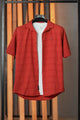 Turbo Knit Craft Crochet Casual Shirt In Red