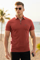 Turbo Holiday Outfit Stitchless Zip Style Men's Polo Shirt In Red Brick