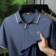 Turbo Distinctive V-Neck Collar Polo T-Shirt In Slate Blue