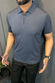Turbo Tri-Angle Pattern Zip-Collar Men's Polo Shirt