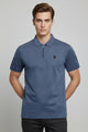 Turbo Tri-Angle Pattern Zip-Collar Men's Polo Shirt In Slate Blue