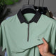 Turbo Zipper Seamless Collar Men's Polo T-Shirt In Sea Foam