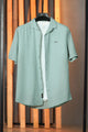 Turbo Designer Motif Embossed Casual Shirt In Sea Foam