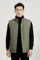 Quilted Design, Stand-up Collar Men's Gilet In Sage Green