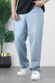 Turbo Denim Wide Leg Baggy Jeans In Sky Blue