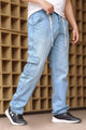 Denim Men's Relaxed Fit Straight Leg Baggy Jeans In Sky Blue