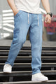 Turbo Side Cargo Style Denim Baggy Jeans In Sky Blue
