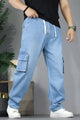 Denim Men's Multipockets Baggy Jeans In Light Blue