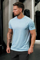Turbo Stretch-Cotton Round Neck Dry-fit Shirt In Sky Blue