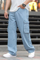 Turbo 6 Pockets Utility Baggy Jeans In Sky Blue