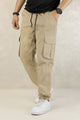 Turbo DrawString Pockets Cotton Cargo Trouser In Skin