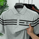 Turbo Horizontal Stripes Style Men's Polo T-Shirt In Slate Grey