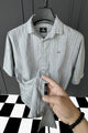 Turbo Down Box Collared Casual Shirt In Slate Grey