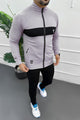 Turbo TrainFit Panel Mock Neck Zipper Tracksuit In Black&Grey