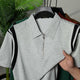 Men's Jacquard Quarter Zipper Style Polo T-Shirt In Slate Grey