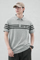 Turbo Horizontal Stripes Style Men's Polo T-Shirt In Slate Grey