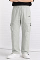 Men's Flap Pockets Drawstring Waist Cargo Trouser In Slate Grey