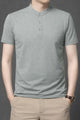 Elegance Fit Henley Neck Button Tee In Stone