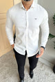 Turbo Organic MonoChromatic Long Sleeve Cotton Casual Shirt in White