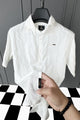 Turbo Wave Texture Crochet Casual Shirt In White