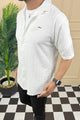 Turbo Minimalist Design Half Sleeve Casual Shirt In White