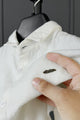 Turbo Vintage Patterend Long Sleeve Cotton Casual Shirt In White