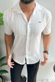 Turbo Minimalist Design Half Sleeve Casual Shirt In White