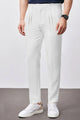 Double Plate Men's Carrot Fit Cotton Pant In White
