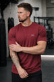 Turbo Stretch-Cotton Round Neck Dry-fit Shirt In Wine Red