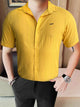 Turbo Textured Champ Casual Shirt In Mustard Yellow