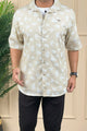 Turbo Rich Floral Printed Casual Shirt In Beige