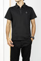 Turbo Tri-Angle Pattern Zip-Collar Men's Polo Shirt