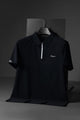 Fergmo Zipper Closure Style Men's Polo Shirt In Black
