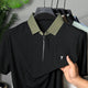 Turbo Zipper Seamless Collar Men's Polo T-Shirt In Black