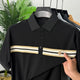 Turbo Smiley Stripes Pattern Men's Polo T-Shirt Black