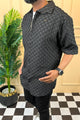 Turbo Puff Structured Pattern Casual Shirt In Black