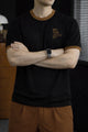Turbo Contrasting Round Neck Tee In Black