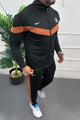 Nke Diagonal V Panel Signature Full Zipper Tracksuit In Black