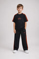 Alo Trendy Side Panel Stripe Younger Kids Tracksuit In Black