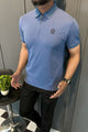 Turbo Abstract Zip Collar Men's Polo Shirt In Blue