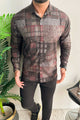 Turbo Checkered Crown Long Sleeve Cotton Casual Shirt