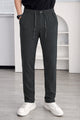 Men's Self Texture Straigt Fit Slim-Fit Trouser In Dark Grey