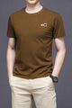 Patch Logo Round Neck T-shirt In Dark Camel